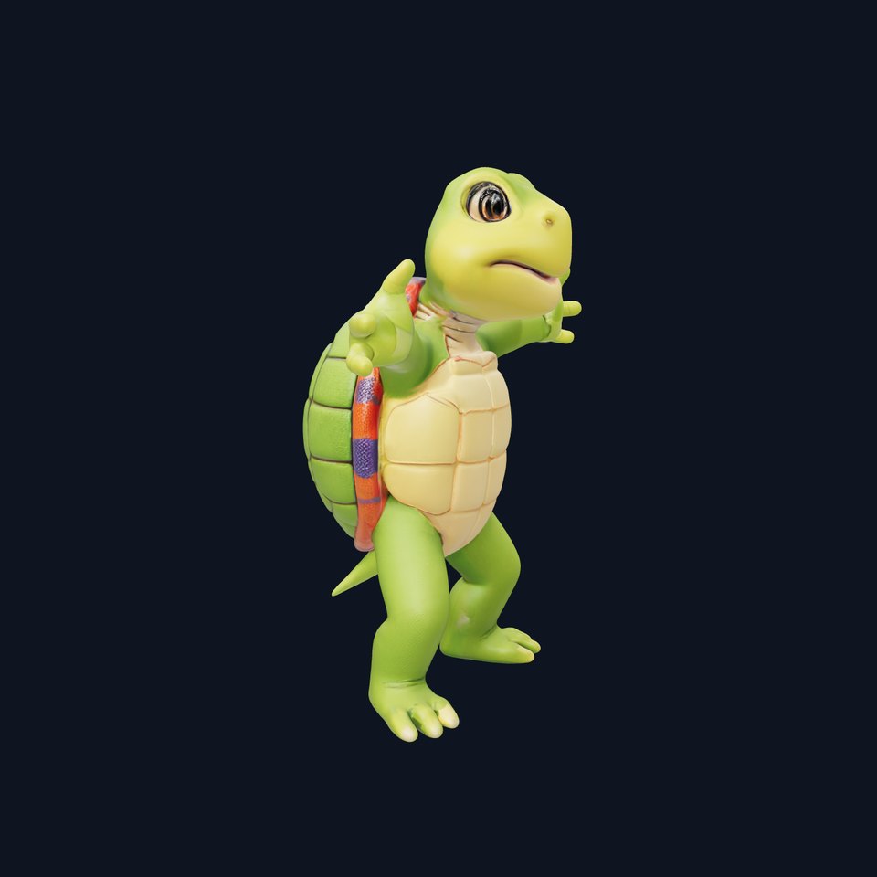 Animated Rigged Turtle Character Model for Games and VR